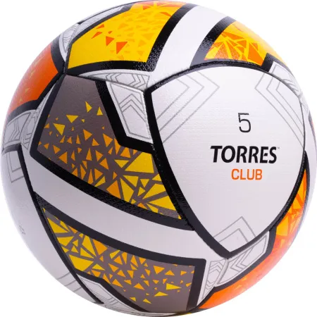 Мяч футб. TORRES Club, F323965, р.5, 10 пан., ПУ, гибрид. сшив, бел-оранж-желт за 2&nbsp;225.30 ₽ купить в Улан-Удэ